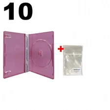 10 STANDARD Clear Red Color Single DVD Cases & 100 OPP Bags