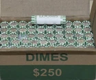Lot of 10  ROLLS OF DIMES-ORIGINAL BANK WRAP ROOSEVELT DIMES-UNSEARCHED $50 FV