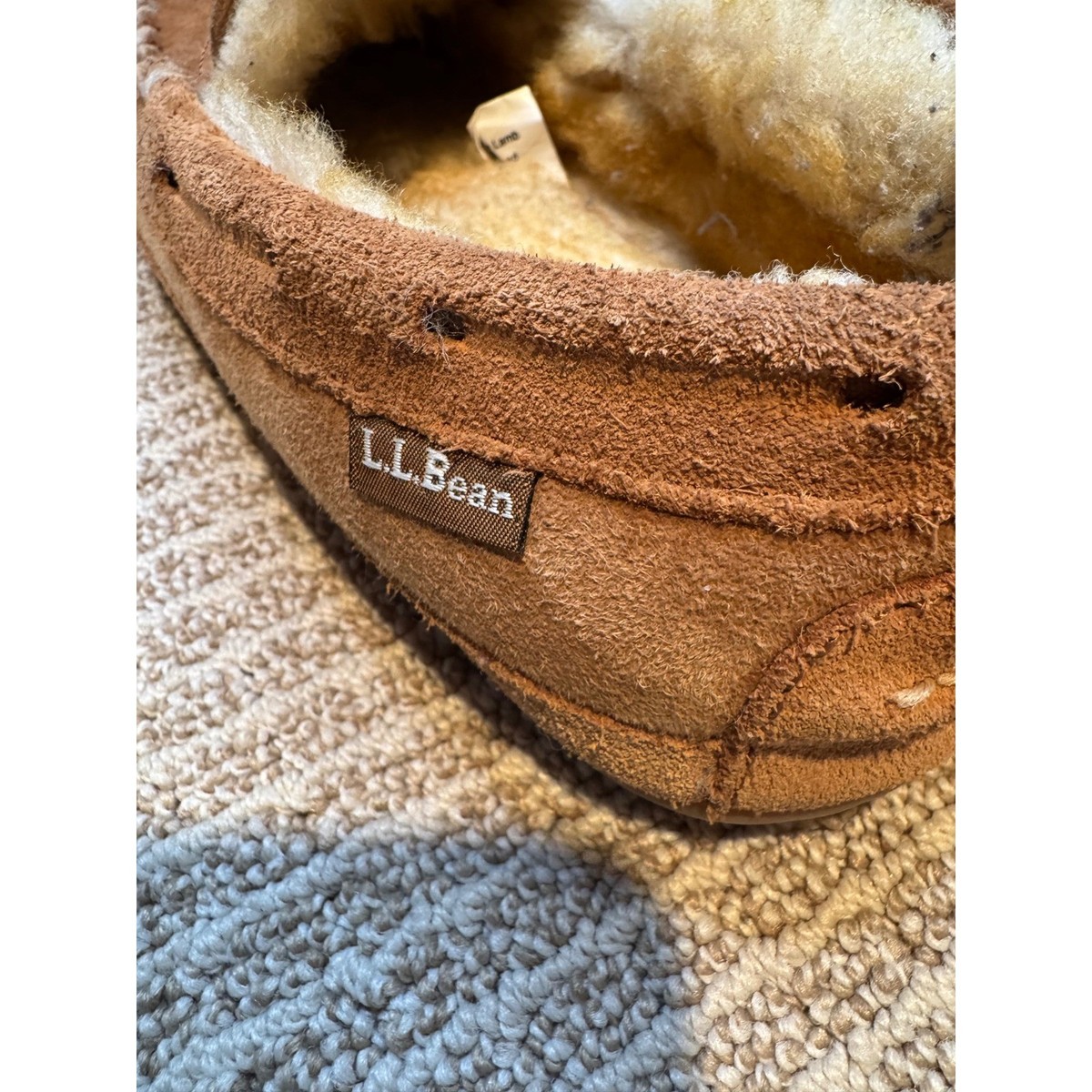 LL Bean Wicked Good Moccasins Mens 8 Medium Tan Suede 