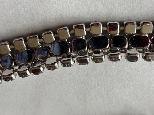 Vintage lila Strass Armband ohne Markierung Top Zustand 7" silberfarben - Bild 8 von 12