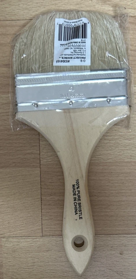 Cepillo de pintura Pure Bristle 4” con mango de madera fuente de proyecto #0304103 sellado nuevo Foto 2 de 2