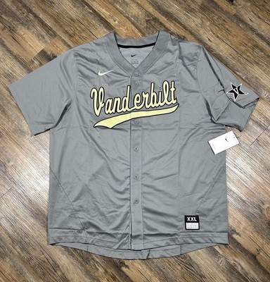 Nike Baseball Jersey Men's 2XL Vanderbilt Gray Stitched Button Front Vapor Elite