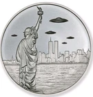 UFOs over vintage NYC 1 oz .999 Silver BU round Big Apple Alien Abduction RARE🔥