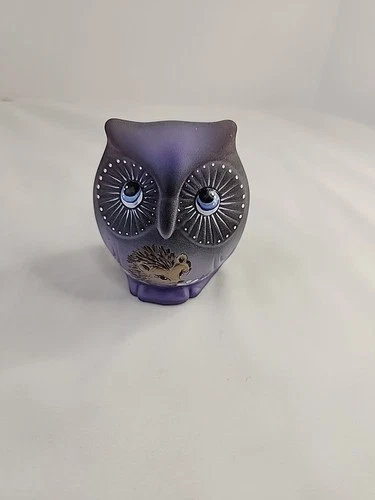 Fenton Glass Owl Hedgehog Figurine Limited Edition #17/29 M Kibbe 2025