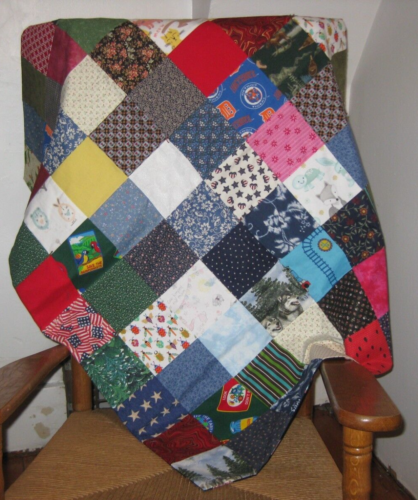 Baby Quilt 36" x 45" Hand Made Child Nursery Multi Color Flags Ladybugs  13 - Picture 1 of 4