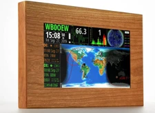 COMBO with Stand, 9” LCD  HFClock, CHERRY Wooden Frame, Internet HamClock WiFi