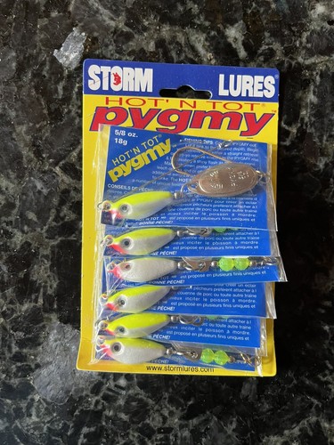 FULL CARD OF 6 HTF STORM LURES PYGMY SPINS 5/8 OZ SILVER FLOR CHART SFC - Picture 1 of 1