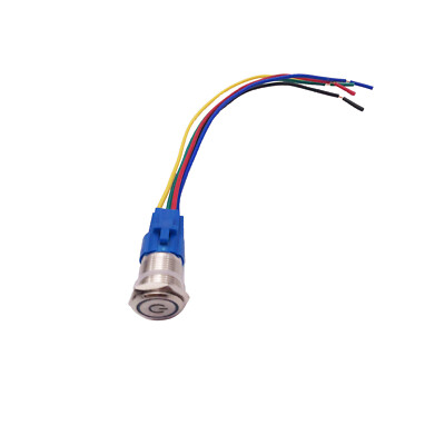 16mm 12V Power Push Button Switch Latching LED ON OFF with Wire Socket Harness
