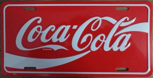 COCA COLA EMBOSSED METAL LICENSE PLATE VINTAGE AUTO TAG OLD STOCK  #2727