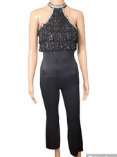 Costume Curtain Call Adult XS Black Crop Pants Halter Choker Collar Open Back