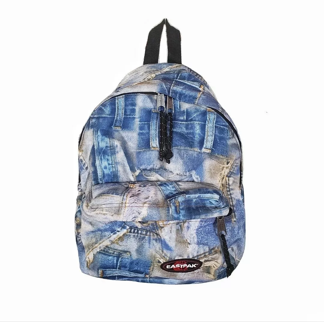 Verdienen Avondeten winkel EastPak Small/Medium Backpack Blue Jeans All Over Print Purse | eBay