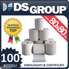 100 ROTOLI TERMICI MM 80x80 MT OMOLOGATI CARTA TERMICA DI ALTA QUALITA' 