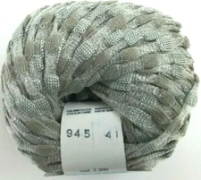 Mondial TAORMINA #945 Silver Grey Tape Ribbon Shimmery Matte Opaque Yarn Skeins