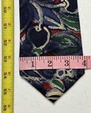 Perry Ellis Portfolios Imported Silk Men's Tie Abstract Floral Print Red & Blue