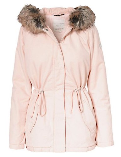ORIGINALE TOM TAILOR Denim Parka Giacca con cappuccio pelliccia rosa +  etichetta kawaii | eBay