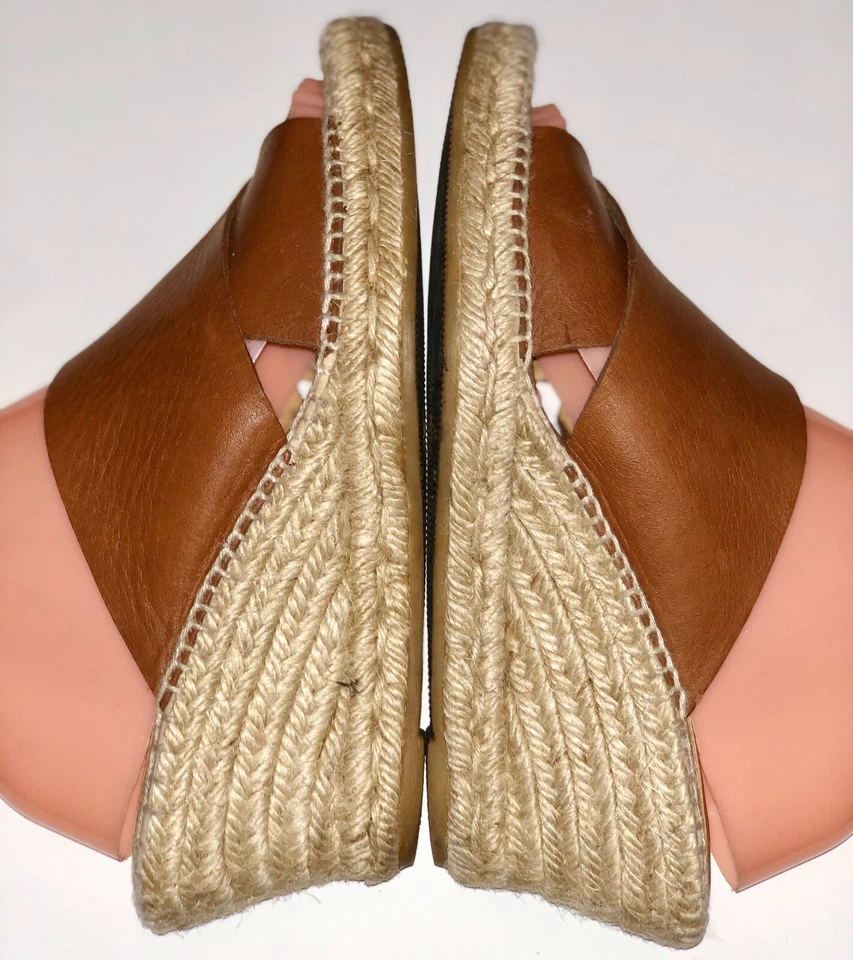 TACONES CUÑA YUTE CUERO MARRÓN KANNA UE 39 DIAPOSITIVAS CORREA CRUZADA Foto 3 de 4