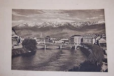Martinotto art engraving - Grenoble - general view - Isère and Alps 17/11cm