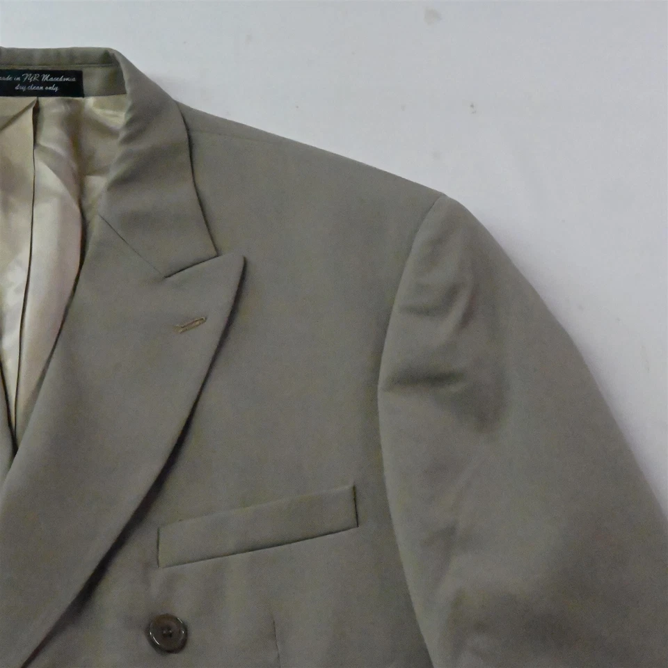 NUEVO Andrew Fezza 46R Tostado Doble Pecho Pico Solapa Hombres Traje Chaqueta Abrigo Deportivo Foto 2 de 4