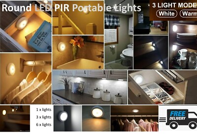 Drahtlose 6 LED PIR Bewegungsmelder Licht Schrank Schrank Lampe Zug Speisekammer Schuppen Zimmer