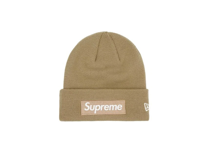 Bonnet Supreme New Era boîte logo sable foncé (23FW)