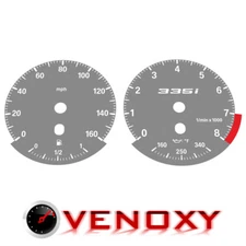 BMW E90 E92 335i 160 MPH Gray Custom Gauge Faces + illuminated logo