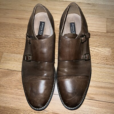 Ashton Grey Cuoio Italy Monk Strap Men s Gray Leather Shoes Size 10 M