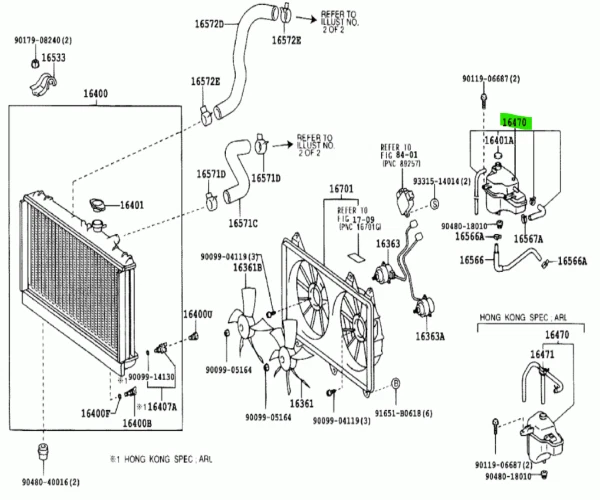TANQUE DE RESERVA DEL RADIADOR TOYOTA LEXUS SC430 GS300 GS430 genuino JDM 16470-50130 Foto 4 de 4