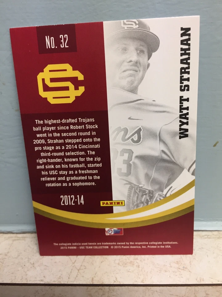 2015 Panini Baseball USC Trojans TEAM COLLECTION Wyatt Strahan #32 - Image 2 of 2