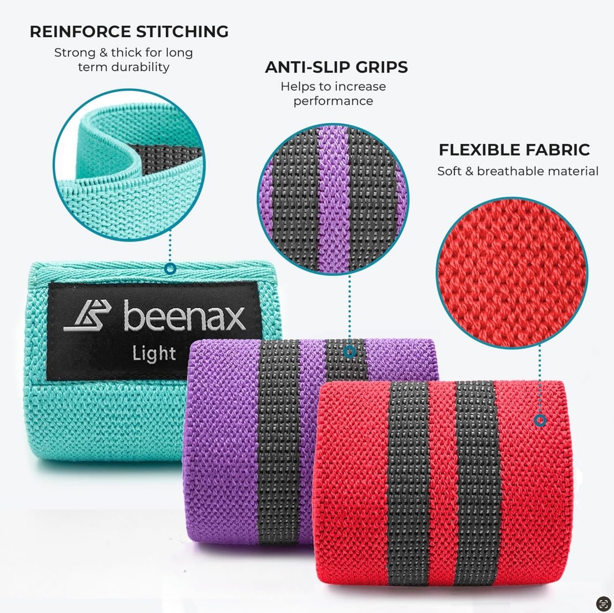 Beenax Resistance Long Resistance Bands Fabric Fitness Bands