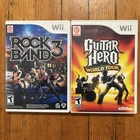 Nintendo Wii 2 Game Lot Rock Band 3 & Guitar Hero World Tour Bundle