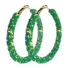 St Patrick's Day Green Hoop Earrings Sequin 03