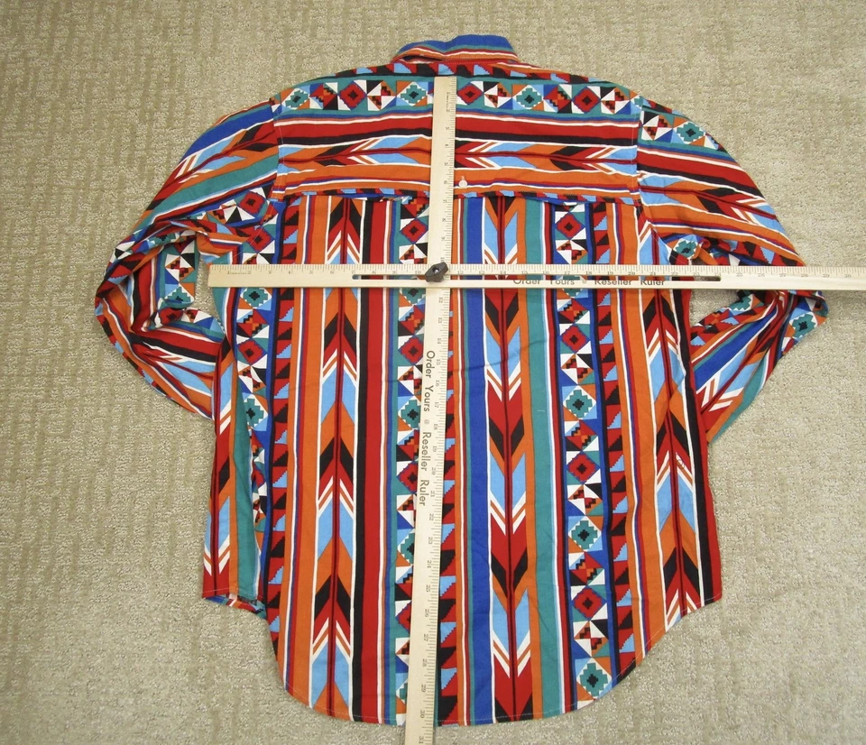 Camisa De Colección Frontier Series Para Hombre Grande Multicolor Azteca Occidental Geométrica Años 90 Foto 4 de 4