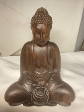Large Hand Carved Wooden Buddha Statue 21cm hardwood 