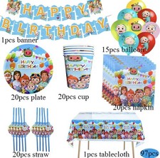 Cocomelon Geburtstagsfeier Deko. Cocomelon Set 97 Teile.