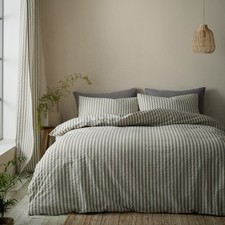 Image of Pineapple Elephant Cotton Rich Woven Stripe Duvet Cover Bedding Set Grey