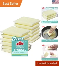 All-Purpose Non Scratch Sponges 12 Pack Kitchen Bathroom Cleaning Scrubbers