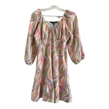 19 COOPER (NWT) Women Orange Purple White Green Fit & Flare Dress (SMALL)