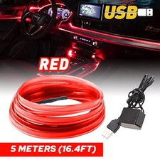 Red LED Car Interior Decorative Atmosphere Wire Strip Light Lamp Accessories 5m