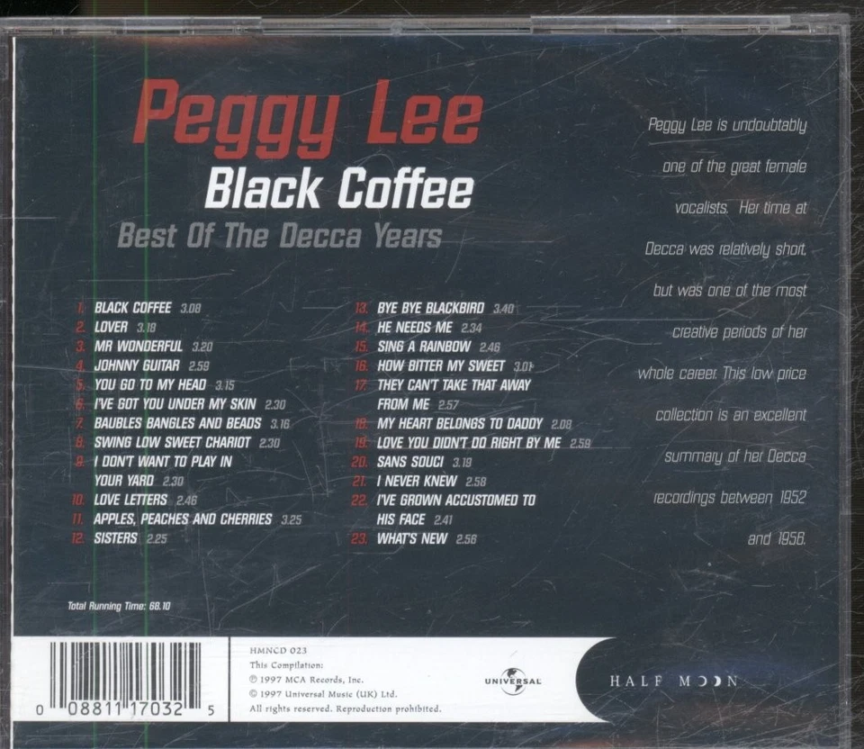 Peggy Lee Black Coffee (Best Of The Decca Years) CD Europa Half Moon Compilation - Bild 2 von 3