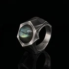 Unique Men’s Labradorite Geometric Ring Artisan 925 Sterling Silver Jewelry