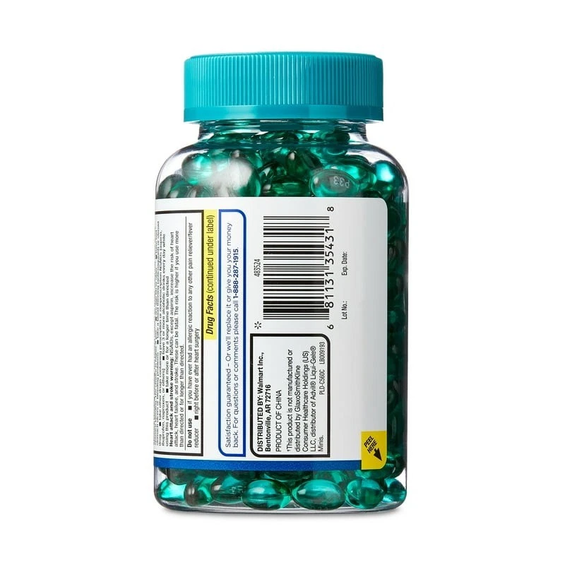 Mini cápsulas blandas de ibuprofeno Equate, 200 mg, 300 unidades. Foto 2 de 4