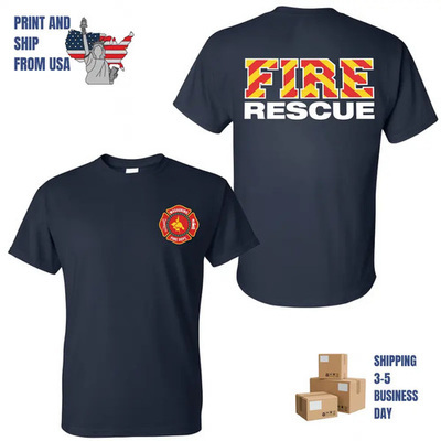 #ad Fire Rescue Reflective Text T Shirt classic firefighter station weargift $22.50