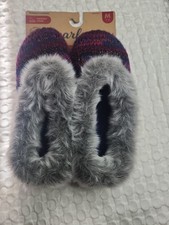 Dearfoam Multicolor Fuzzy Slippers Sz M 7-8
