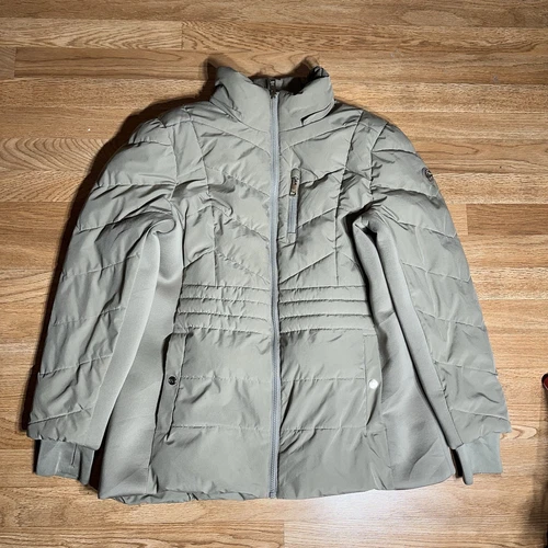 Michael Kors Taupe No Hood Winter Fur Coat MK Jacket Size XL Casual Retro