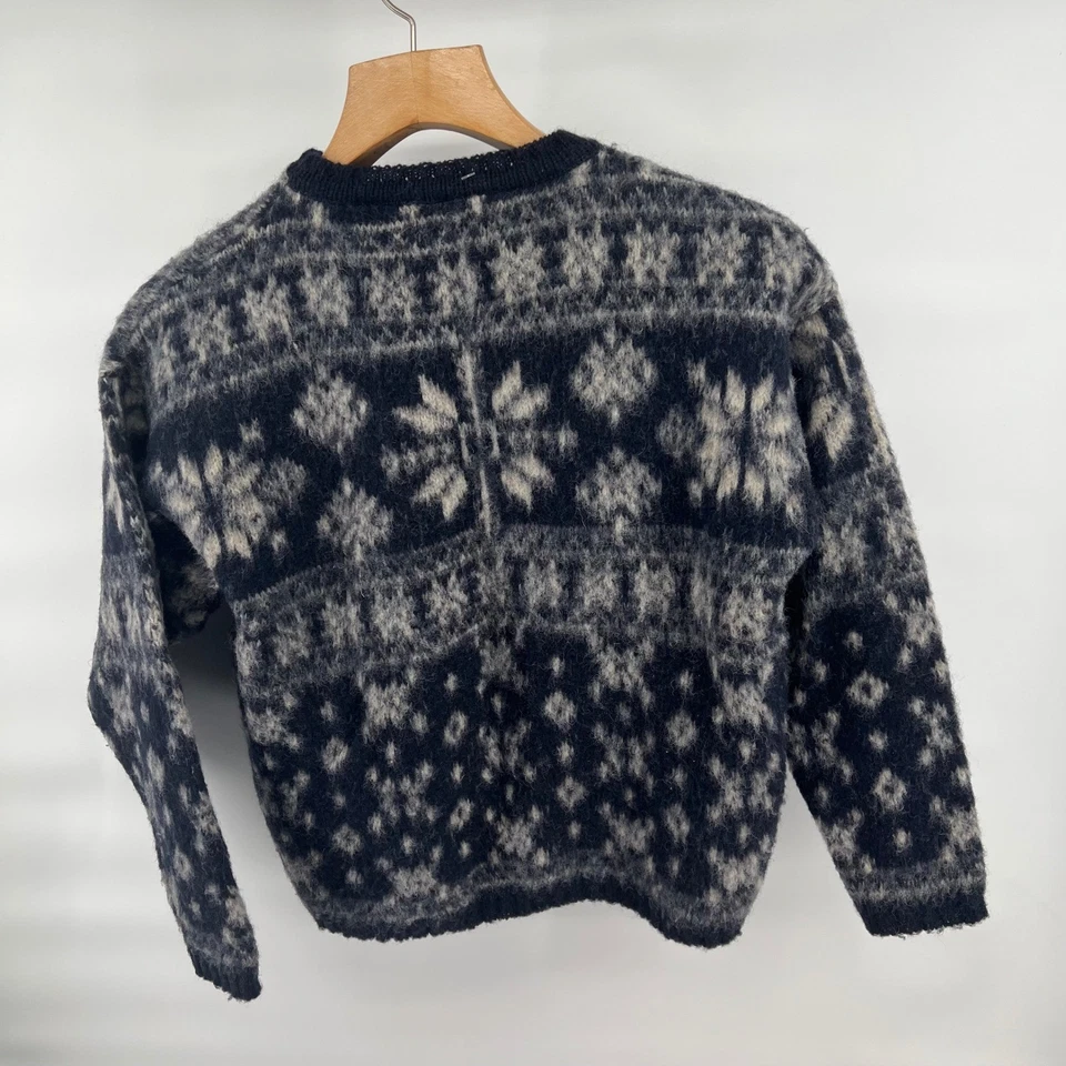 Suéter feminino Woolrich Fair Isle floco de neve M cinza mistura de lã feito nos EUA vintage - Imagem 3 de 4