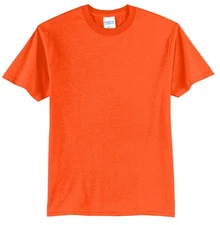 NEW-SAFETY ORANGE-BLANK-50/50/PRE SHRUNK-T-SHIRT-IN STOCK-PORT & CO-ALL SIZES
