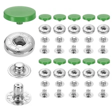 20 Set Snap Fasteners, 15mm #831 Zinc Alloy Press Studs Buttons, Grass Green