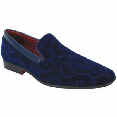 navy blue velvet dress shoes Velvet loafers for men-Paisley Velvet Loafer