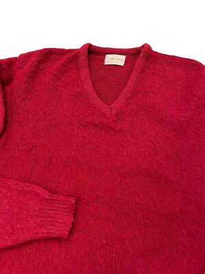 ニット+セーター VINTAGE - Deep V-Neck Mohair Sweater Vintage 60s Brent Mohair Knit Sweater Crimson Youth L Large