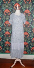 Vintage 90's Y2K Dress Cottagecore Granny Blue White Ditsy Floral Maxi Rayon